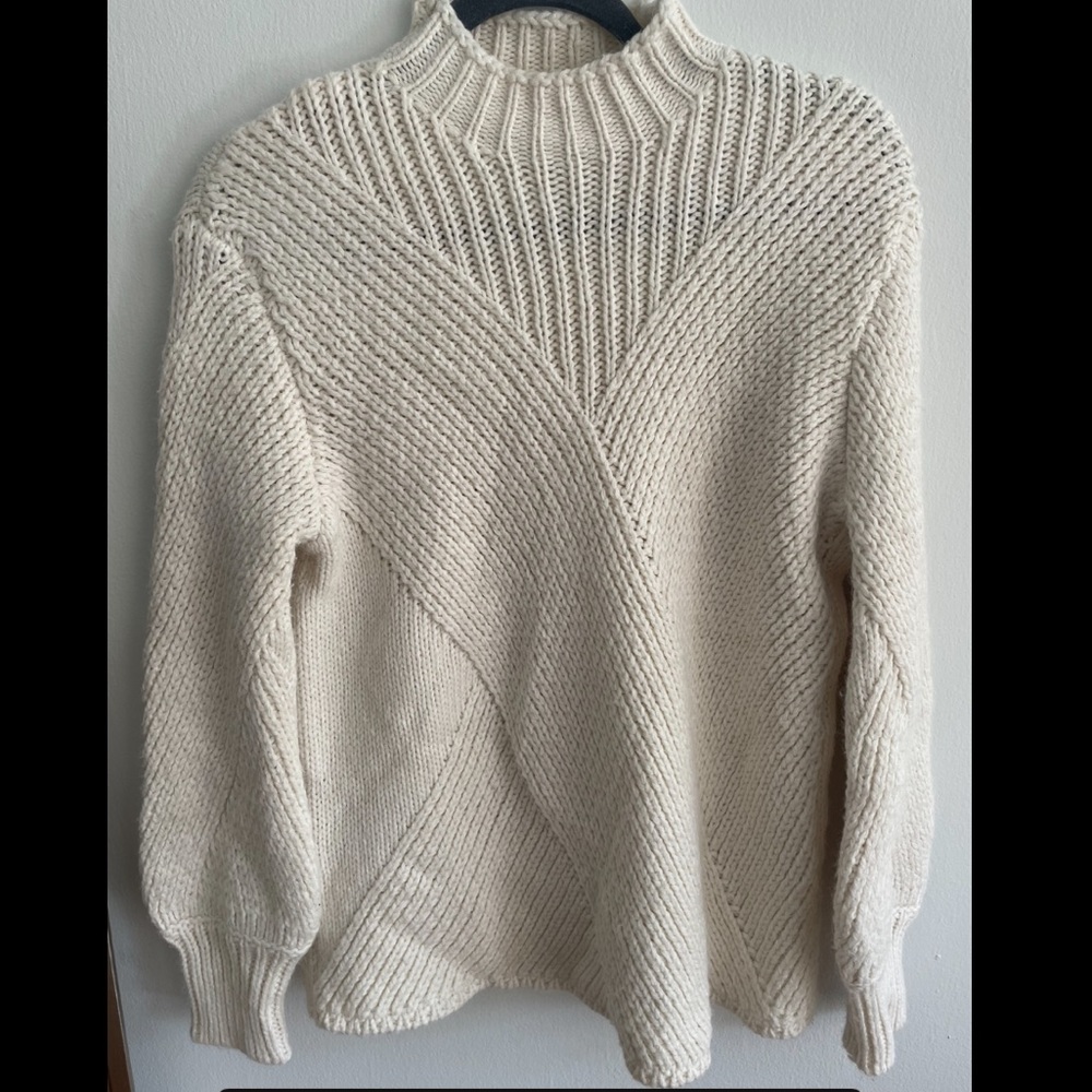 White mock neck sweater! Knit!